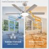 52 Inch Ceiling Fans with Lights, Indoor/Outdoor Modern Ceiling Fan with Reversible Blade And 2 Rods, Quiet DC Motor, 3CCT & 6-Speed Remote Control, Dual Finish Blade for Living Room/Bedroom