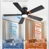 46 inch Ceiling Fans with Lights, Flush Mount Ceiling Fan and Remote, Modern Low Profile, 3CCT 20W LED Light with 6-Speeds Quiet Reversible Motor, for Bedroom, Living Room, Apartment, Black