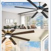 Modern Farmhouse 84 Inch Large Ceiling Fan, 6-Speed Reversible DC Industrial Ceiling Fans with Lights for Shop/Living Room/Covered Outdoor-Black