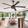 Farmhouse Ceiling Fans with Light, 60 Inch Bedroom Ceiling Fan with Lights, 6-Speed Adjustable, Quiet and Reversible DC Motor, Dual Finish 5 Blades, Rustic Caged Black Ceiling Fan for Living Room