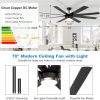 Ceiling Fans with Lights, Matt Black Ceiling Fan Remote/APP Control, Dimmable, Quiet DC Motor Indoor/Outdoor Ceiling Fan for Patios, Living Room