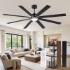 Modern Farmhouse 84 Inch Large Ceiling Fan, 6-Speed Reversible DC Industrial Ceiling Fans with Lights for Shop/Living Room/Covered Outdoor-Black