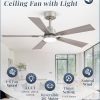 42 Ceiling Fans with Lights and Remote, Modern Low Profile Ceiling Fans with Dimmable 3CCT Quiet DC Motor, Reversible Celing Fan with 6-Speeds Timer for Bedroom, Nickel
