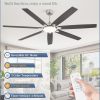 72 Inch Large Ceiling Fans with Lights, Nickel Modern Ceiling Fan with Quiet DC Motor, 3CCT, Indoor/Outdoor Ceiling Fan with Dual Finish Reversible 7 Blades, Timer for Living Room, Patio