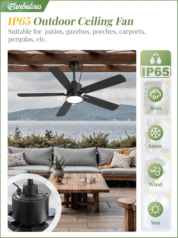 Outdoor Ceiling Fans with Light for Patios Black