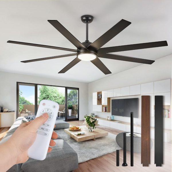 16in and 65 Inch Ceiling Fans with Lights and Remote, Black Fandelier Ceiling Fan with 6 Speeds and Timing, Modern Fan Lights Ceiling Fixtures for Kitchen, Bedroom, Outdoor