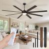 Ceiling Fans with Lights, 80 inch Large Ceiling Fan with Light and Remote, Outdoor Black Ceiling Fan for Living Room Patio, 6 Speeds, Reversible Quiet DC Motor, 3 CCT, Bi-color 8 Blades