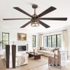 Farmhouse Ceiling Fans with Lights and Remote,Industrial Large Ceiling Fan with 6-Speed Reversible DC Motor and 6 Dual Finish Blades,Black Ceiling Fan with Light for Living bedroom Patio
