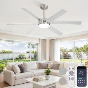 81r9yKGwL._AC_SL1500_.jpg 56 Inch Ceiling Fans with Lights and Remote, Reversible 6 Blades, Dimmable, 3000K-6000K Adjustable, Outdoor Ceiling Fans for Patios, Large Ceiling Fan for Indoor or Covered Outdoor, Nickel
