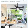42 Inch Waterproof Outdoor Ceiling Fan with Lights and Remote,IP65 Hanging Gazebo Fan with 3CCT 6-Speed DC Motor,Black Wet Rated Plug in Ceiling Fan with Cord for Patios Porch Pergola