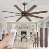 65 Inch Ceiling Fans No Light with Remote, Bronze Indoor/Outdoor Ceiling Fan Without Light with Quiet Reversible DC Motor, 6 Speeds, 8 Blades Large Ceiling Fan for Living Room Bedroom Patio