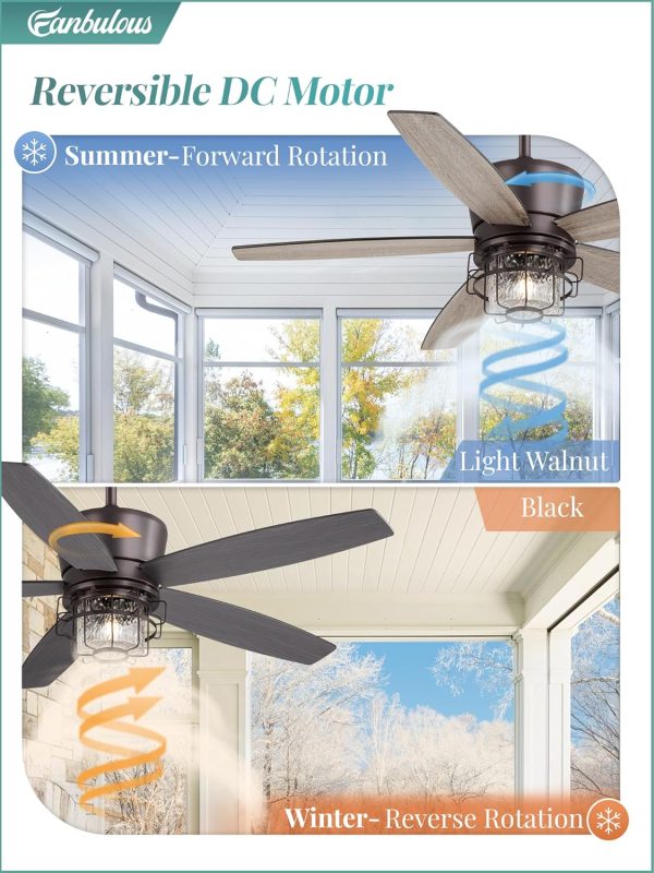 Outdoor Ceiling Fans with Lights and Remote Control,IP65 Wet Rated Waterproof Ceiling Fan with 6-Speed DC Motor, Farmhouse Gazebo Fan for Porch Patios PavilionOil-Bronze