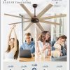 72 Inch Ceiling Fans No Light with Remote, Walnut Indoor/Outdoor Ceiling Fan Without Light with Quiet Reversible DC Motor, 6 Speeds, 8 Blades Large Ceiling Fan for Living Room Bedroom Patio