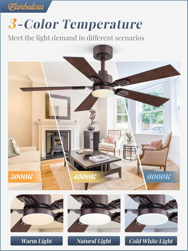2 Pack of 42 Ceiling Fans with Lights and Remote, Modern Low Profile Ceiling Fans with Dimmable 3CCT Quiet DC Motor, Reversible Celing Fan with 6-Speeds Timer for Bedroom, Oil Bronze