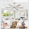 52 Inch Ceiling Fans No Light with Remote, Modern Ceiling Fan Without Light, Dual Finish 6 Blades, Reversible Quiet DC Motor, 6 Speed, Large Ceiling Fan for Indoor or Covered Outdoor, Nickel