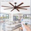 72 Inch large Ceiling Fan without Light, Brown Farmhouse Ceiling Fan with Remote, 6-Speeds, Quiet Reversible DC Motor, Indoor/Outdoor Ceiling Fans no Light for Living Room, Garage, Patio