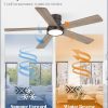 48 Inch Ceiling Fans with Lights and Remote,Outdoor Indoor Modern Flush Mount Ceiling Fan with 3CCT 6-Speed Quiet DC Motor,Small Low Profile Ceiling Fan for Bedroom Living Room Office(Oil Bronze)