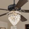 60 Inch Farmhouse Fandelier Ceiling Fans with Light, Crystal Ceiling Fan Chandelier with 6 Speeds, Quiet Reversible Noiseless DC Motor, 3CCT, Indoor Ceiling Fan for Living Room Bedroom