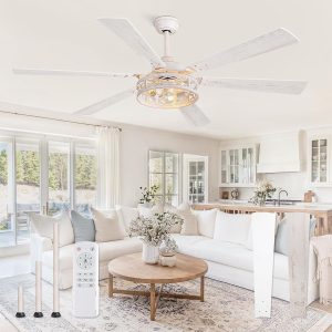 81uxYqUppOL._AC_SL1500_.jpg 65 Inch Ceiling Fan with Lights, Farmhouse Caged Ceiling Fans with Remote, White Industrial Ceiling Fans with Quiet Reversible DC Motor, Large Ceiling Fan for Living room, Bedroom