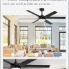 56 Inch Ceiling Fans with Lights and Remote, Reversible 6 Blades, Dimmable, 3000K-6000K Adjustable, Outdoor Ceiling Fans for Patios, Large Ceiling Fan for Indoor or Covered Outdoor-Black