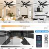 Ceiling Fans with Lights, Matt Black Ceiling Fan Remote/APP Control, Dimmable, Quiet DC Motor Indoor/Outdoor Ceiling Fan for Patios, Living Room