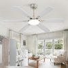 52 Inch Ceiling Fans with Lights, Indoor/Outdoor Modern Ceiling Fan with Reversible Blade And 2 Rods, Quiet DC Motor, 3CCT & 6-Speed Remote Control, Dual Finish Blade for Living Room/Bedroom