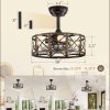 16in Caged Ceiling Fans with Lights and Remote, Black Fandelier Ceiling Fan with 6 Speeds and Timing, Farmhouse Samll Fan Lights Ceiling Fixtures For Kitchen, Bedroom, Outdoor-Black and Gold