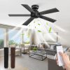 42 Inch Flush Mount Ceiling Fans without Lights, Small Black Ceiling Fan with Remote, 6-Speeds, Quiet Reversible DC Motor, Indoor/Outdoor Ceiling Fan for Patio, Living Room, Bedroom