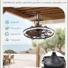 Outdoor Ceiling Fans with Light for Patios, 24" Weatherproof Plug in Ceiling Fan, Gazebo Fan Remote&APP Control, 3CCT Dimmable, Caged Ceiling Fan with Hanging Hook for Porch, Pergola, Canopy