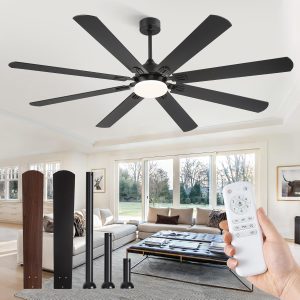81y8n25Br2L._AC_SL1500_.jpg 72 Inch Ceiling Fans with Lights, Black Modern Ceiling Fan with Remote,Large Farmhouse Indoor & Outdoor Ceiling Fan with 8 Dual Finish Blades, Quiet DC Motor, Bright LED Light