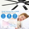 Ceiling Fan with Light and Remote - Large Indoor Outdoor Ceiling Fan, 6 Speeds Reversible DC Motor, 8 Blades Farmhouse Industrial Ceiling Fans for Living Room Patio Bedroom, Black and Wood