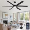 66 Inch Ceiling Fans with Lights and Remote, Reversible 6 Blades, Dimmable, 3000K-6000K Adjustable, Outdoor Ceiling Fans for Patios, Large Ceiling Fan for Indoor or Covered Outdoor, Black