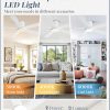 Ceiling Fans with Lights and Remote, 52 inch Low Profile Flush Mount Ceiling Fan,White Modern Ceiling Fan with LED Light for Bedroom Indoor Outdoor-5 Reversible blades, 3CCT, 6 Speeds, Timer