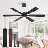 52 Inch Ceiling Fans No Light with Remote, Modern Ceiling Fan Without Light, Dual Finish 6 Blades, Reversible Quiet DC Motor, 6 Speed, Large Ceiling Fan for Indoor or Covered Outdoor, Black