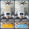 Ceiling Fans with Lights, 56'' Black Ceiling Fan Remote/APP Control, Dimmable, Quiet DC Motor Indoor/Outdoor Ceiling Fan for Living Room, Patios