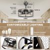Caged Rustic Farmhouse Ceiling Fan with Lights Remote Control, Reversible Motor, 6 Speeds Ceiling Fan Light Fixture for Dining Room Bedroom