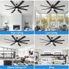 Modern Black Ceiling Fan Remote & APP Control, 70 Inch + 56 Inch