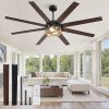 65 Inch Farmhouse Ceiling Fan with Lights & Remote Control, Quiet Reversible DC Motor, Wooden Blades, Seeded Glass Lampshade - Ideal for Bedroom, Living Room, Dining Room
