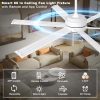Industrial Ceiling Fan with Lights - Remote & APP Control, Dimmable, DC Motor, Indoor Outdoor Fan for Patio Living Room, White