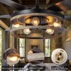Farmhouse Ceiling Fan with Lights and Remote,52 inch Rustic Ceiling Fan with Caged Light Fixture, Retro Black Outdoor Ceiling Fans for Patio,Living Room,Dining Room,Bedroom